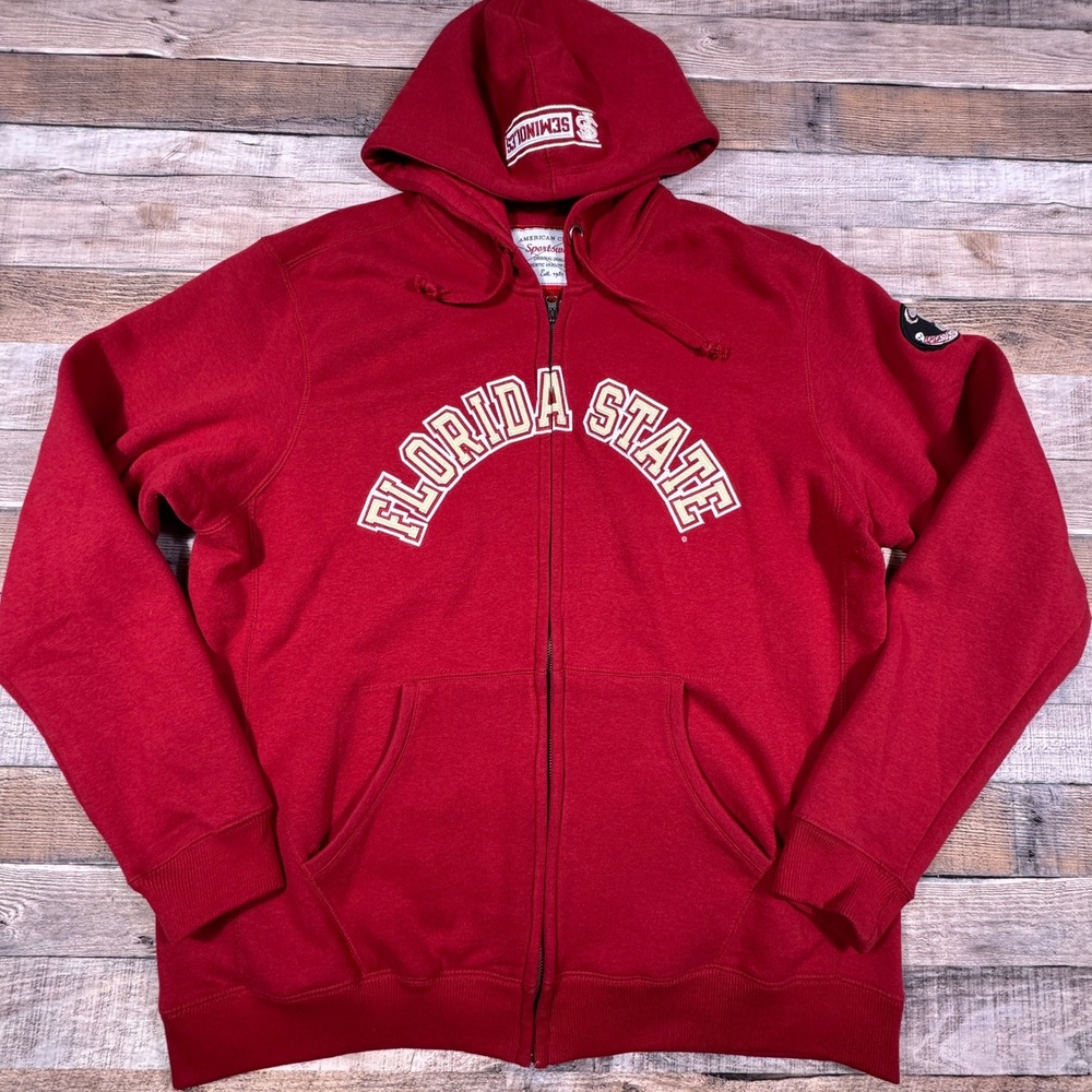American Classic Florida State Seminoles Full Zip‎ Hoodie Garnet Red Mens XL